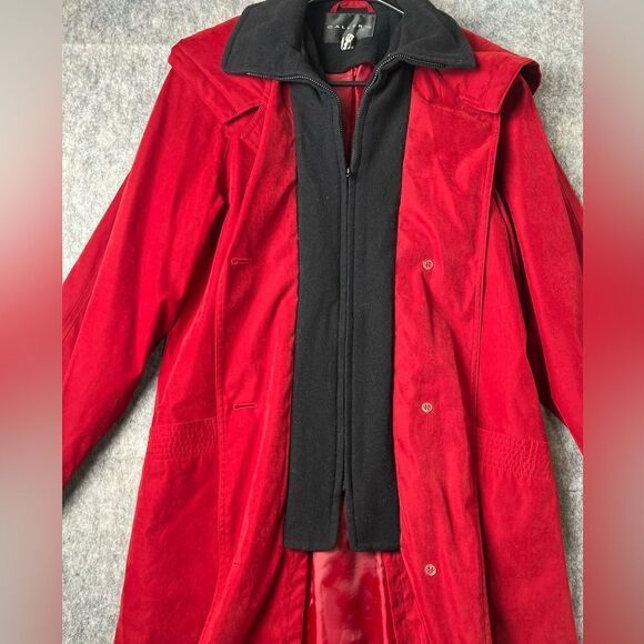 Gallery Womens Hooded Coat M Red Button/Zip Closure With Pockets - Picture 9 of 9